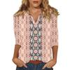 Women's Stand Collar 3/4 Sleeve Printed Top T-shirt