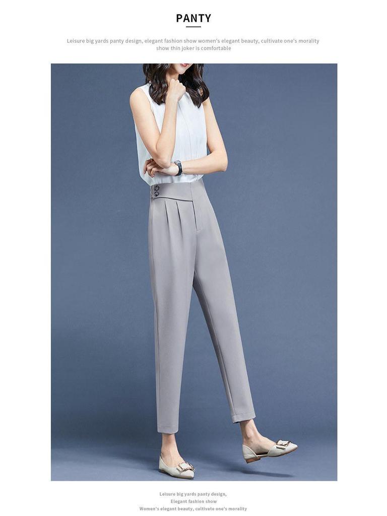 2026 Spring/Summer Women's High-Quality Cropped Trousers: Fashionable Drape Suit, Thin & Casual