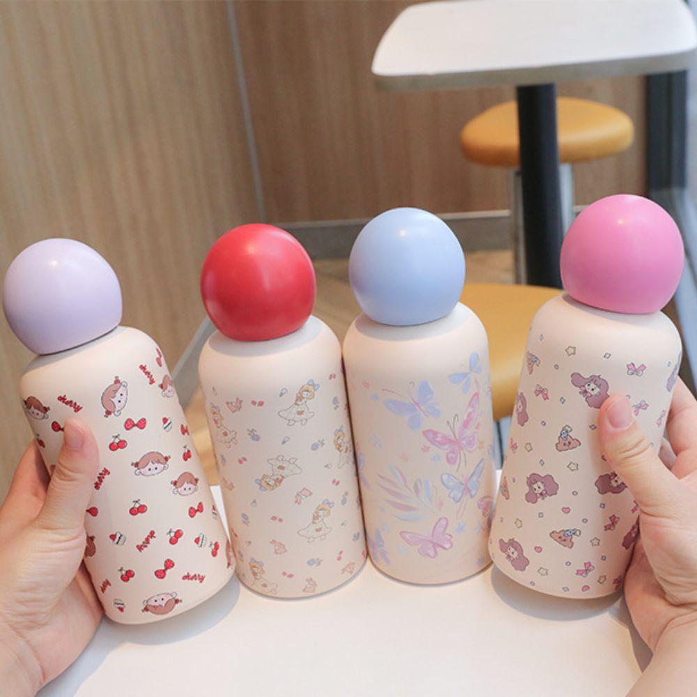 Spherical Lid Insulated Bottle Double Wall Coffee Cup Ins Style Vacuum Cup  Kids