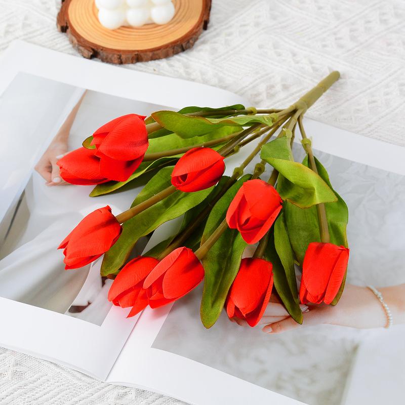 Tulip Simulation Flower Ome Living Room Offee Table Decoration Floral Arrangement Flower Tulip Bundle Garden Greening Project