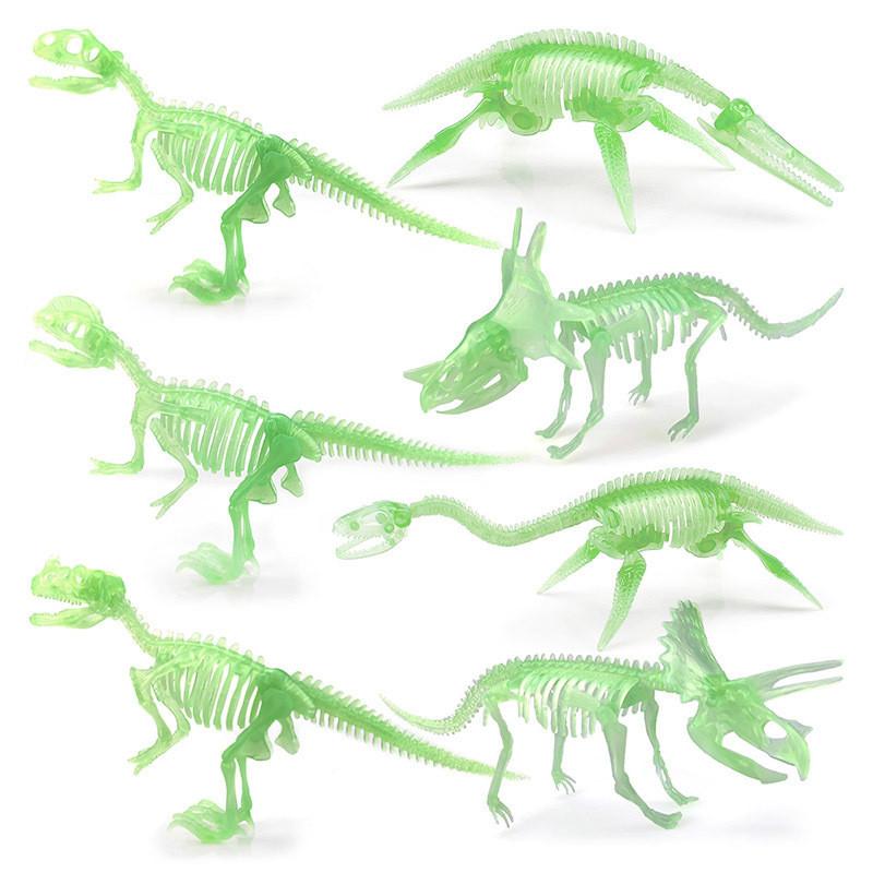Classic Glow In The Dark Dinosaur Fossil Models Including T-rex Triceratops Plesiosaur And More