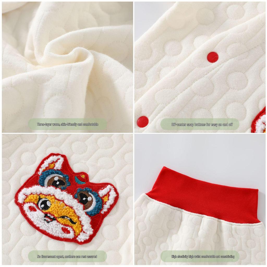 Children's Red Quilted Outfit: New Year & First Birthday Set