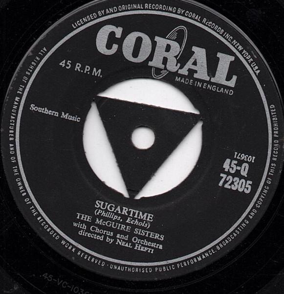 

7inch Record MCGUIRE SISTERS Sugartime Banana Split 45Q72305 Coral UK Pop Used