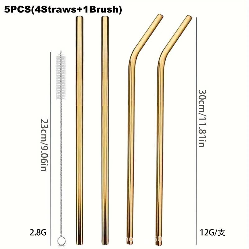 Paie de 30 cm pentru CUP Paie reutilizabile din inox 4 set de paie de băut colorate, sănătoase, ecologice, pentru smoothie de cocktail
