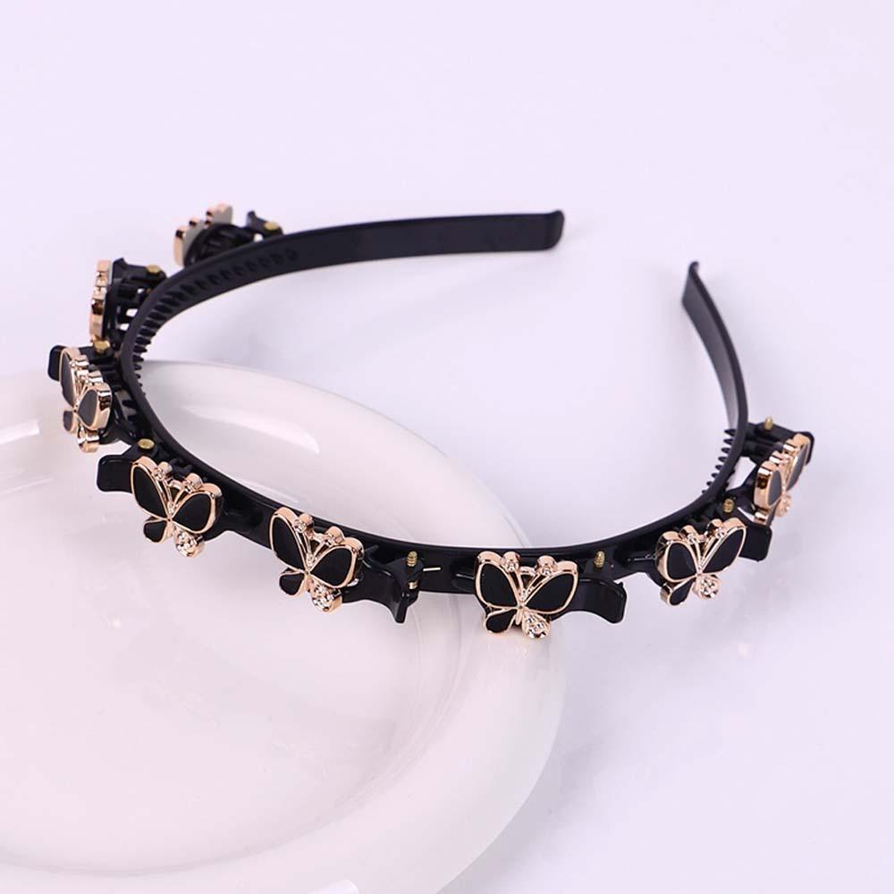 Twinkle Elegant Hair Bands with Clips Sweet Shiny Women Butterfly Hair Hoop Hair Weaving Tool Plastic Hairband Ball