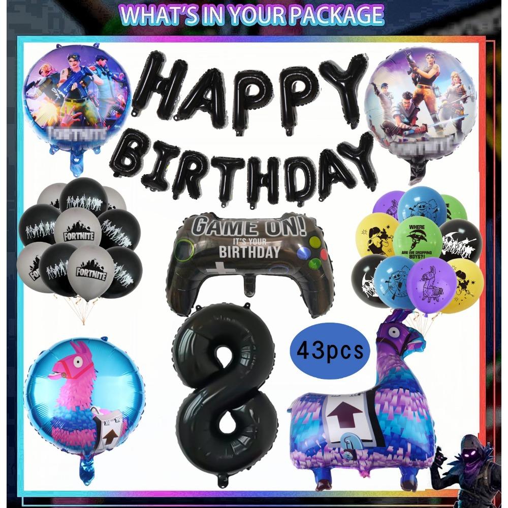 Shooting Game Fortnition Birthday Party Decoration Tableware Set 10people Backdrop Alpaca Balloon Baby Shower Kid Party Supplies