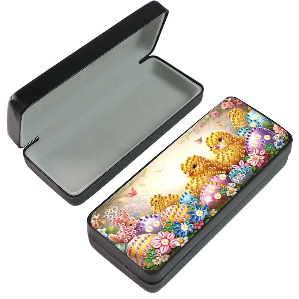 Easter Day Leather Diamond Art Sunglasses Case DIY Diamond Sunglasses Storage Box 5D DIY Handmade Eye Glasses Case for Beginners