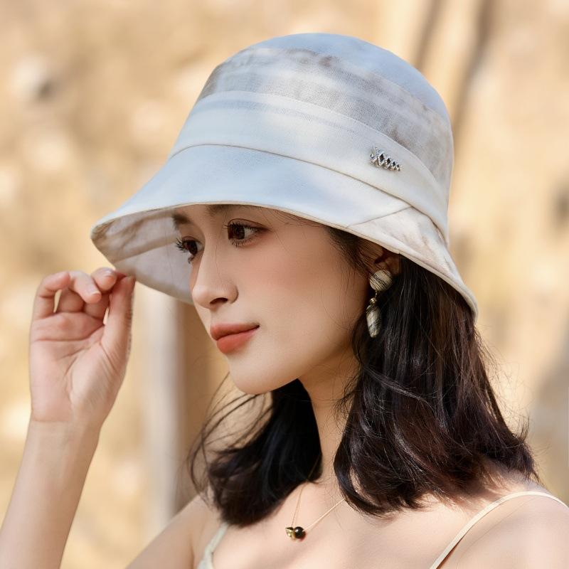 Mother Elegant Organza Sunscreen Basin Hat Outdoor Breathable Sunshade Sunscreen Hat Fashionable Versatile Bucket Hat