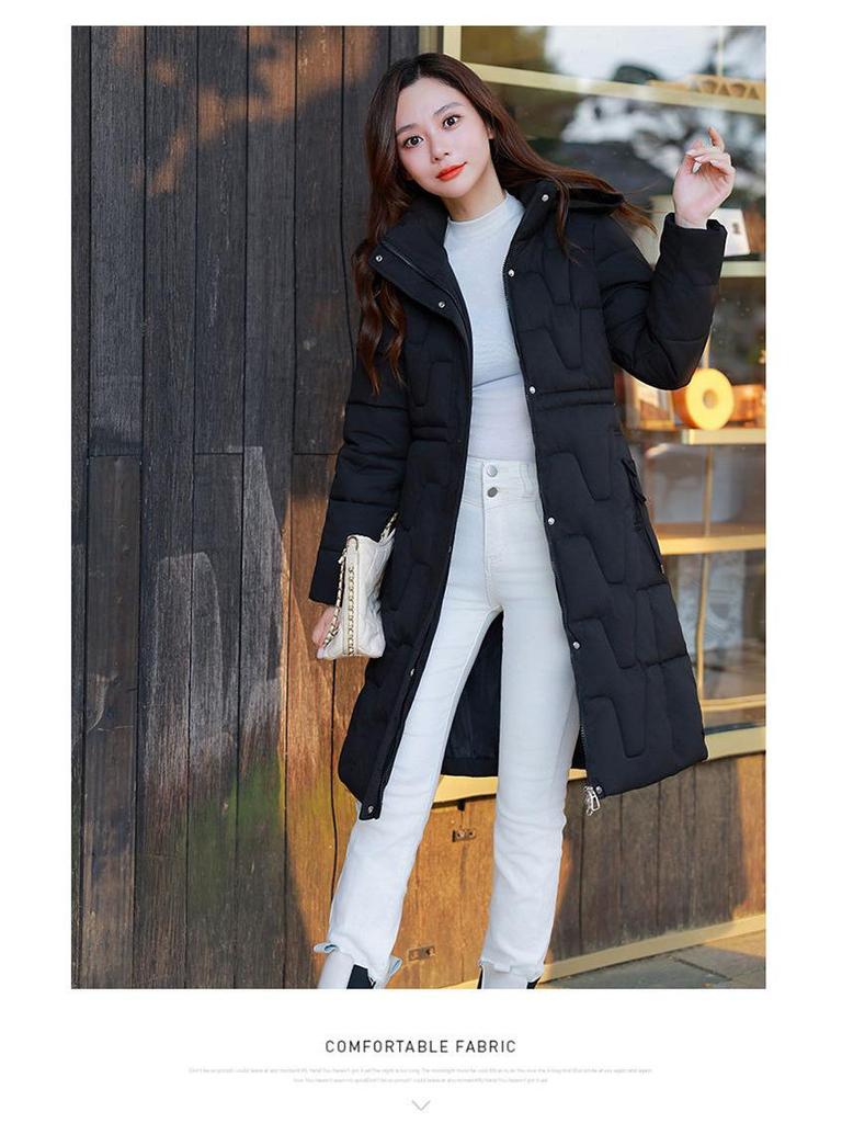Women's Slim Fit Mid-Length Down Cotton Jacket - 2025 Fashionable Thickened Winter Coat
