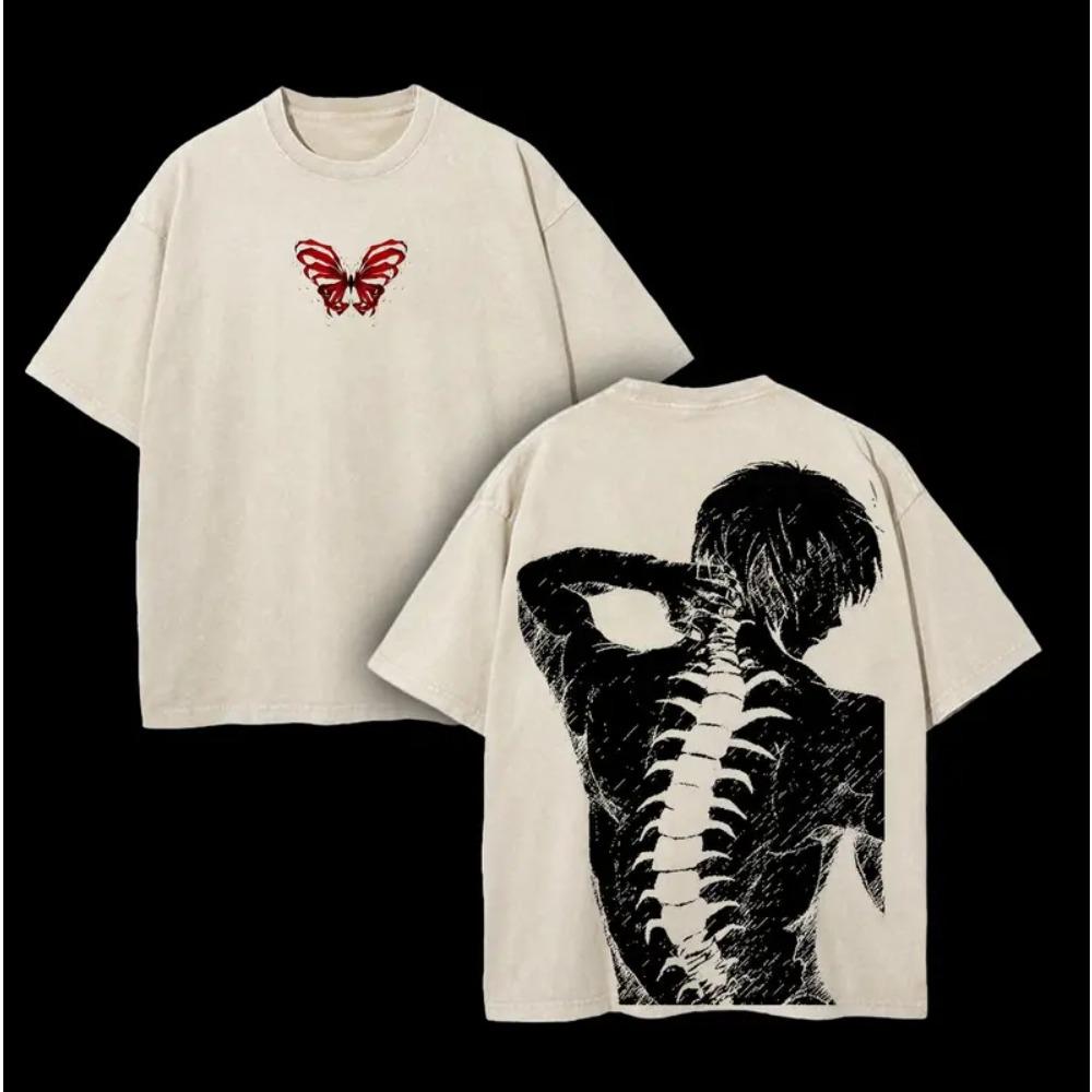 Tokyo Ghoul Ken Kaneki Printed Tee Men Women Washed Cotton T-shirts Manga Vintage T Shirt Harajuku Male Short Sleeve Tshirt