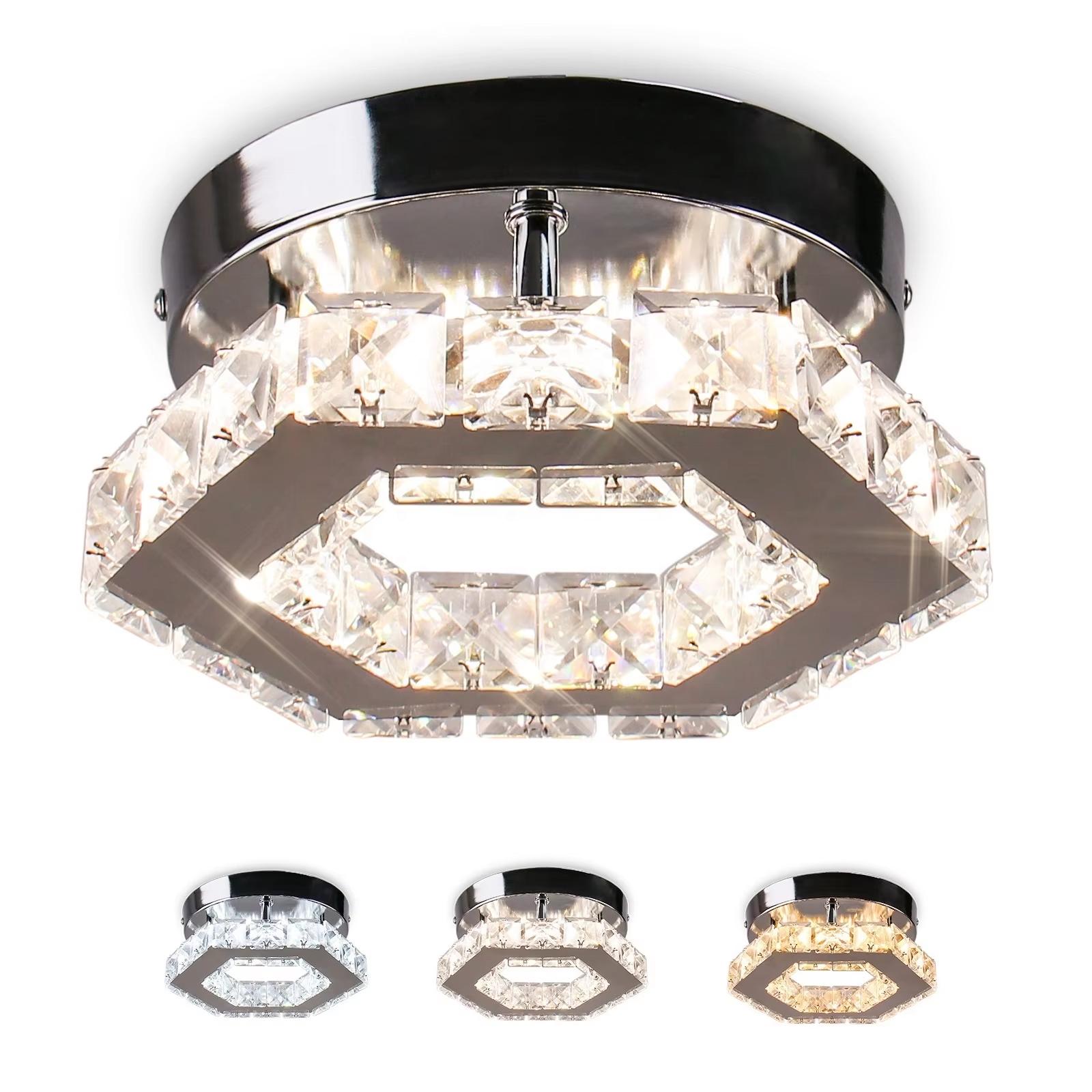 Modern Dimmable Luxury Crystal Ceiling Light for Living Room Hotel Bedroom LED Elegant Decorative Ceiling Lighting Modern&15&LED