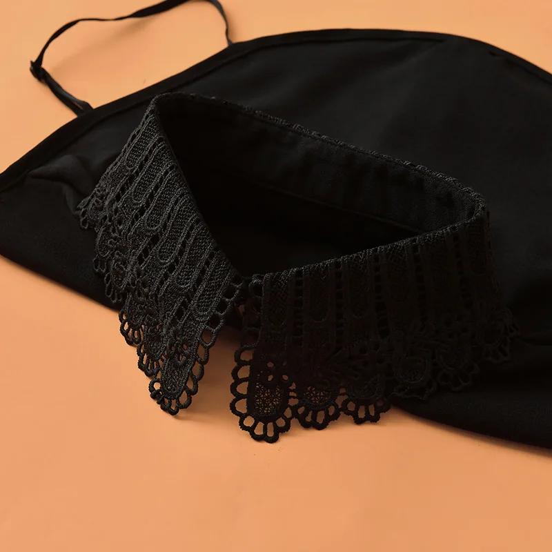 Adult Chiffon Floral Lace Fake Collar for Women Lapel Button Down Detachable Lapel Half Shirt False Collars Girls Nep Kraagie