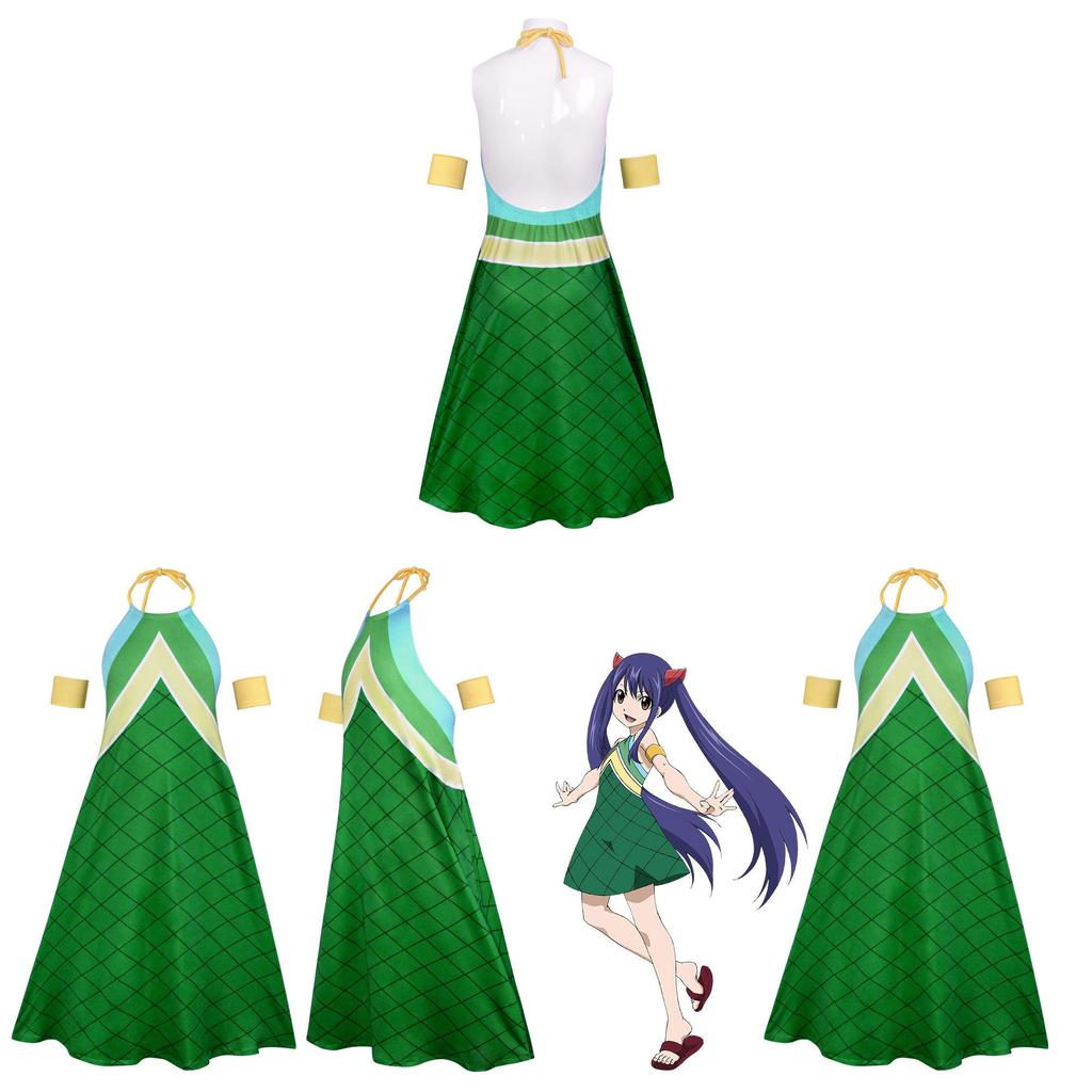 Fairy Tail Wendy Marvell Cosplay Costume For Anime Role Play With Spandex Material For Women