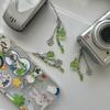 Grass Leaf Bead Pendant Phone Charm Hangings Rope Sweet Phone Chain Strap Bag Decoration Lanyard Keychain Accessory