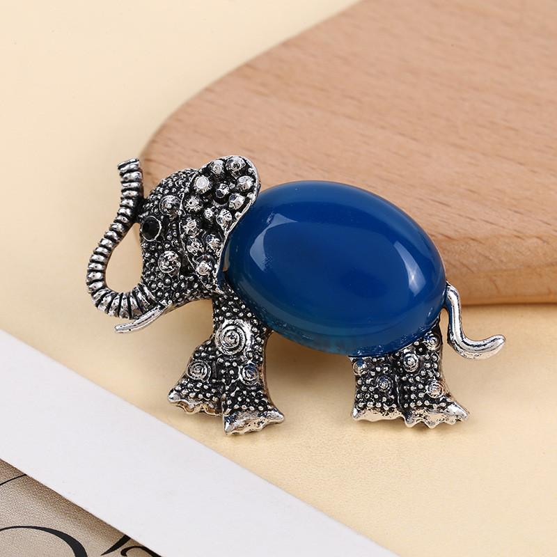 Animal Embossed Shell Inlay Lucky Elephant Brooch Pin For Men Women Decor