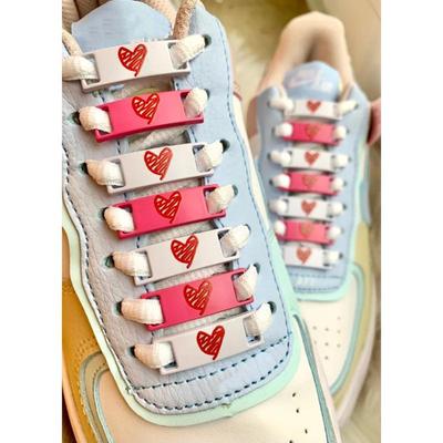 NO.8 Corazón Amor Rosa Flor Zapato Hebilla de metal Zapatillas planas AF1 Cordones Bloqueo Accesorios Mujeres Cordones de zapatos de lona altos Hebilla decorativa Regalo