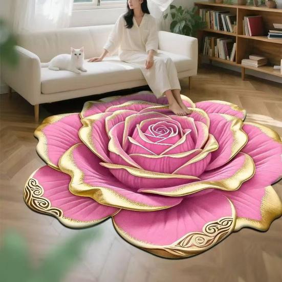 Non-Slip Floor Mat 3D Realistic Floral Pattern Bath Mat Super Absorbent Rug Quick-Drying Easy Maintenance Door Mat