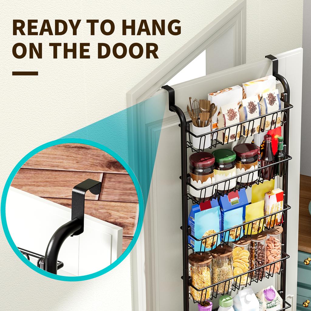Multi layer Door hanging storage basket Punch free and Space-saving  Ideal for Home oragenizer Black