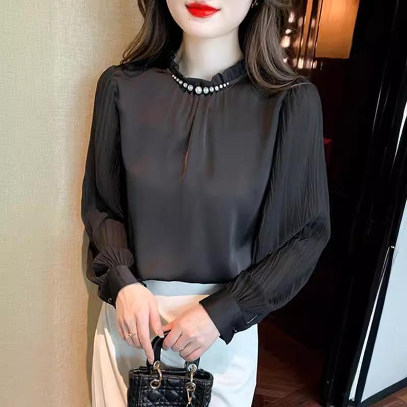 Dámská univerzální šifonová halenka s dlouhým rukávem na podzim 2024 - Módní a trendy top