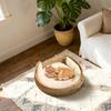 Woven Cat Bed Cat Woven Nest Bed with Soft Cushion and Pillow All Season Weaving Pet Sleeping Resting Scratching Furniture