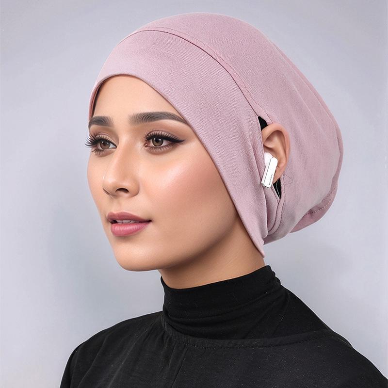 Cotton Modal Hijab Scarf Under Cap with Ear Hole Hijab Muslim Hijab Inner Scarf Lady Bandanas Turbante Mujer Hat Soft Hijab