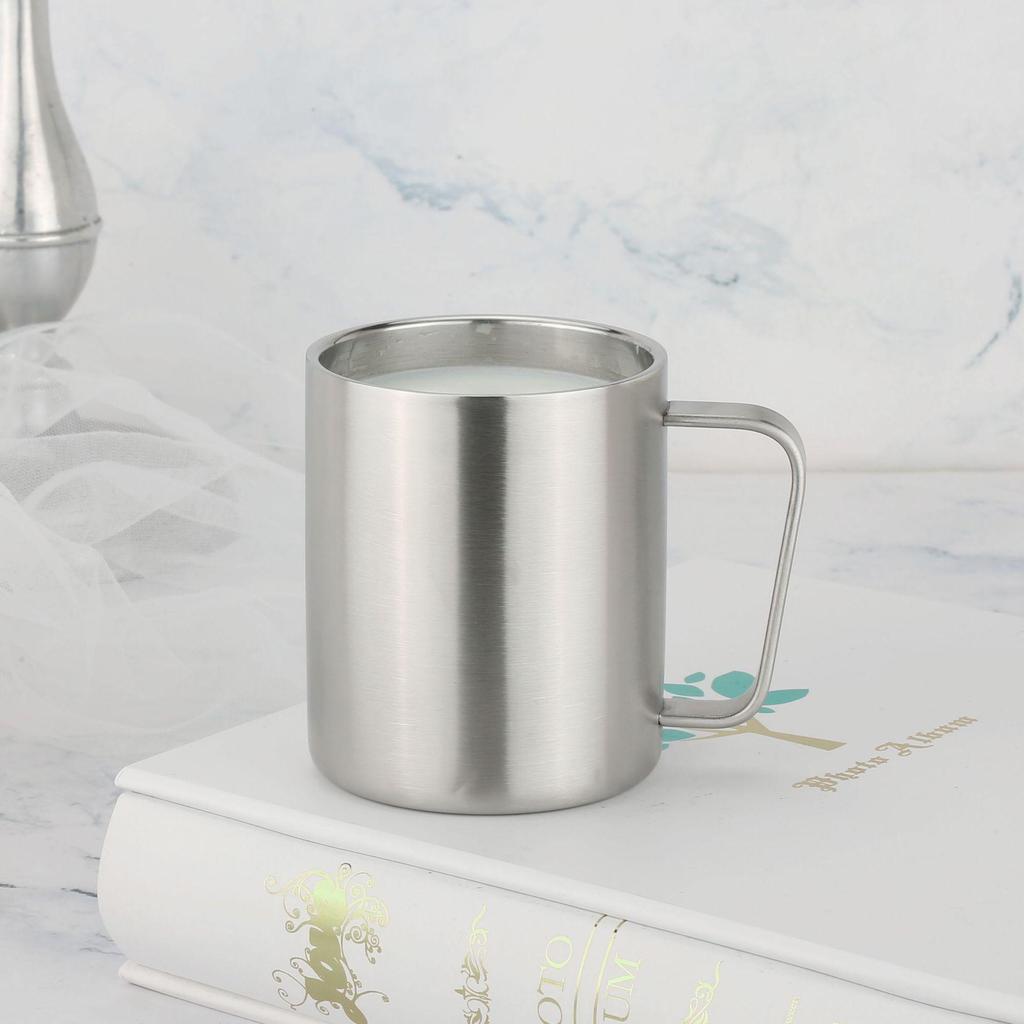 300ml Double-Layer Insulated Coffee Cup - 304 Stainless Steel, Thermal Milk and Mouthwash Cup, Customizable Logo.