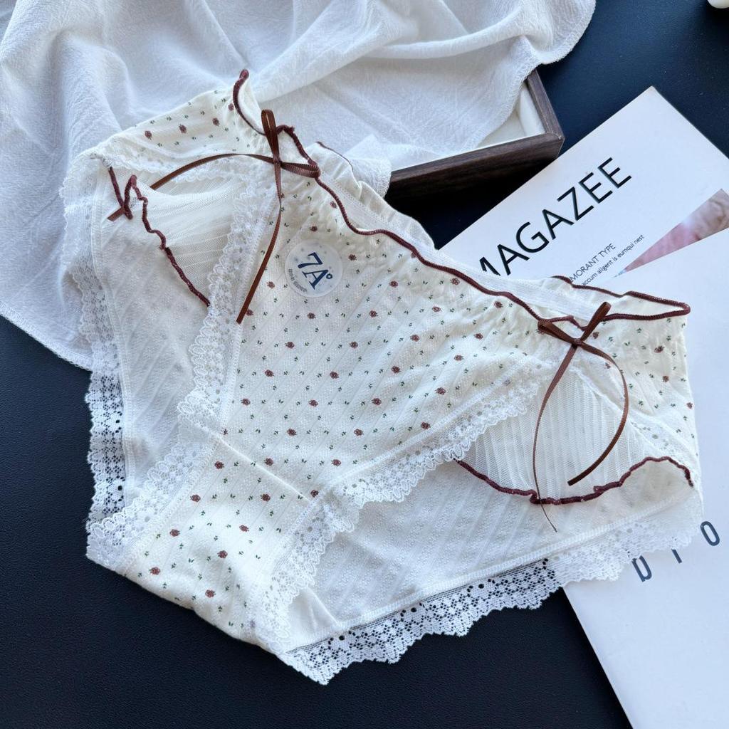 Sweet Style Cotton Women's Underwear with Lace Trim - 80-125 jin