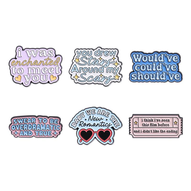 Taylor Swift Creative Brooches: Colorful Metal Badges with Unique English Sentences