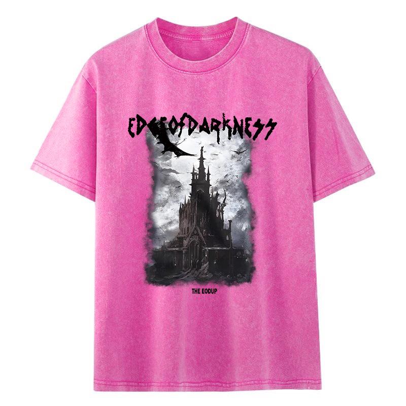 Womens Washed Distressed ShortSleeve Retro Heavy Cotton TShirt M