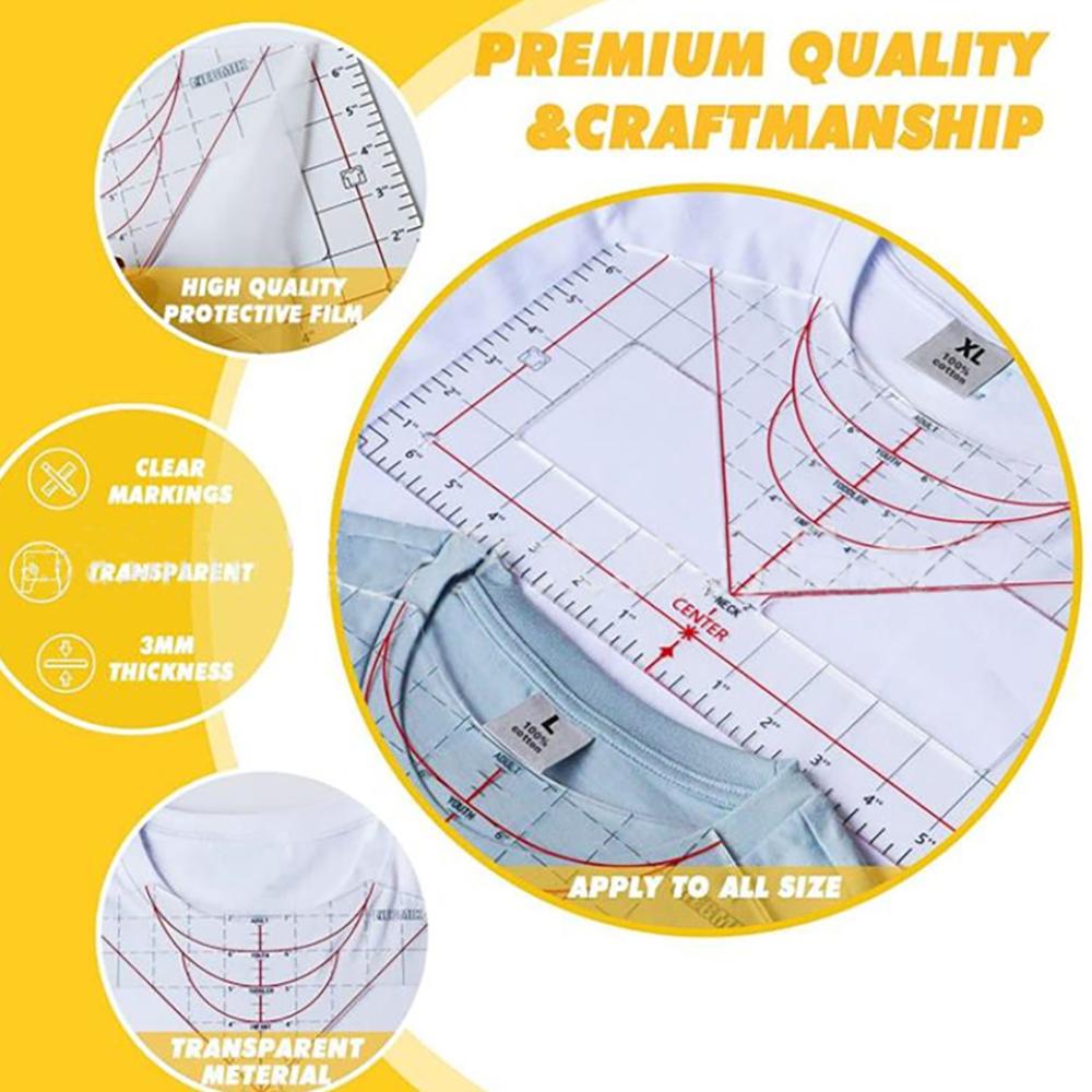 Measurement Ruler Clearly Multi Purpose Pvc Centering Tool T-shirt Alignment Ruler With Scale T-shirt Ruler Guide Durable