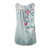Women's Fashion Floral Printing Pleated Sleeveless Casual T-shirt Vest Button Top