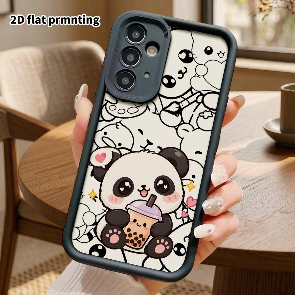 Phone Case: 2D flat, suitable for Samsung Galaxy A34 A35 M05 M06 S20 S22 S21 FE Plus 5G protective cases, panda drinking bubble tea, perfect holiday g