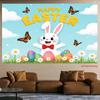 2D Easter Rabbit Colorful Eggs Photo Background