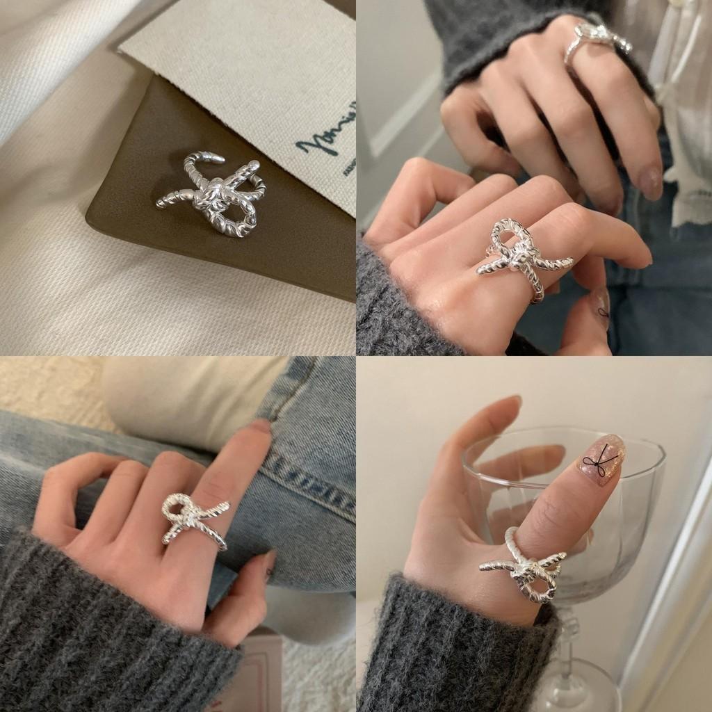 Bowknot Korean Contemporary Ring For Women Adjustable Copper Fashion Jewelry Statement