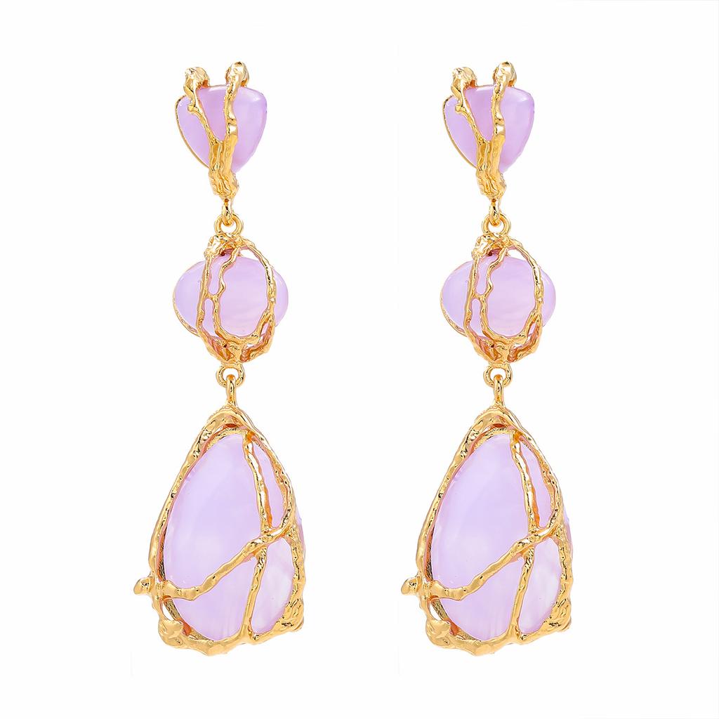 Bohemian Women Earrings Resin Vintage Geometry Piercing Hoop Jewelry Accessories