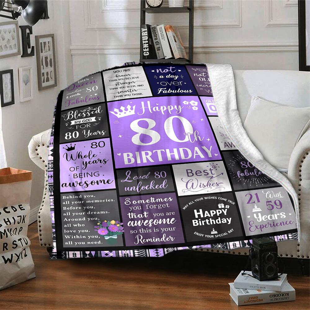 80Th Birthday Celebration Throw Blanket Warmthful Decor Versatile for Sofa Couch Office Bed Picnics Ideal for All Seasons Warmthful Gift Y22