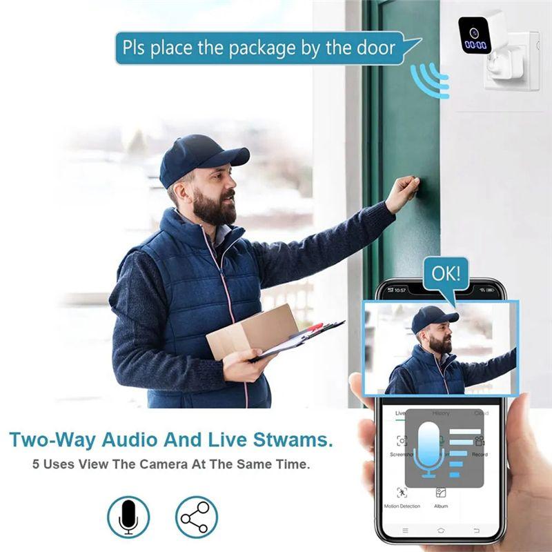 ABUO-Clock Monitoring Camera 1080P Mini Wifi Surveillance Cam With Night Vision And Sound Detection Way Audio Siren