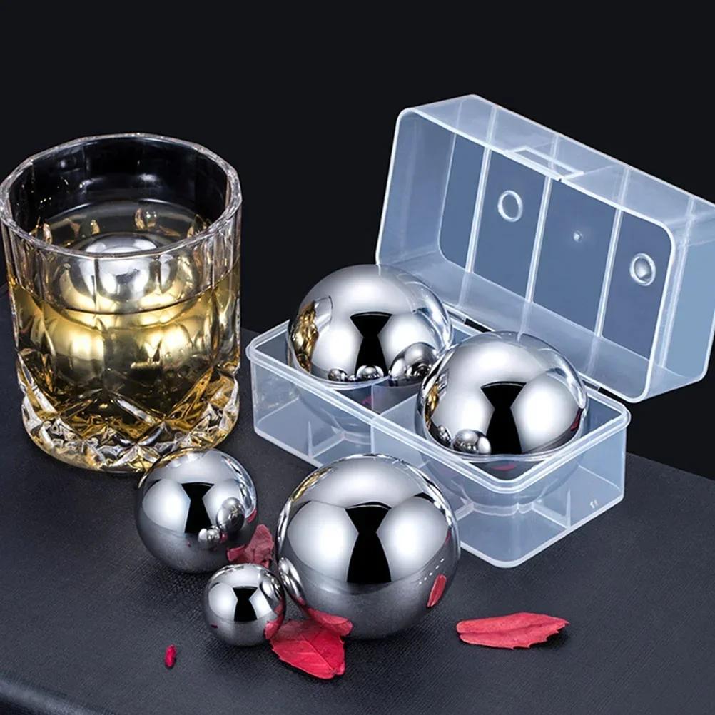 1pcs Large Whiskey Stones Round Stainless Steel Ice Ball Reusable Drink Cooler For Beer Wine Coffee Food Grade Bar Accessories