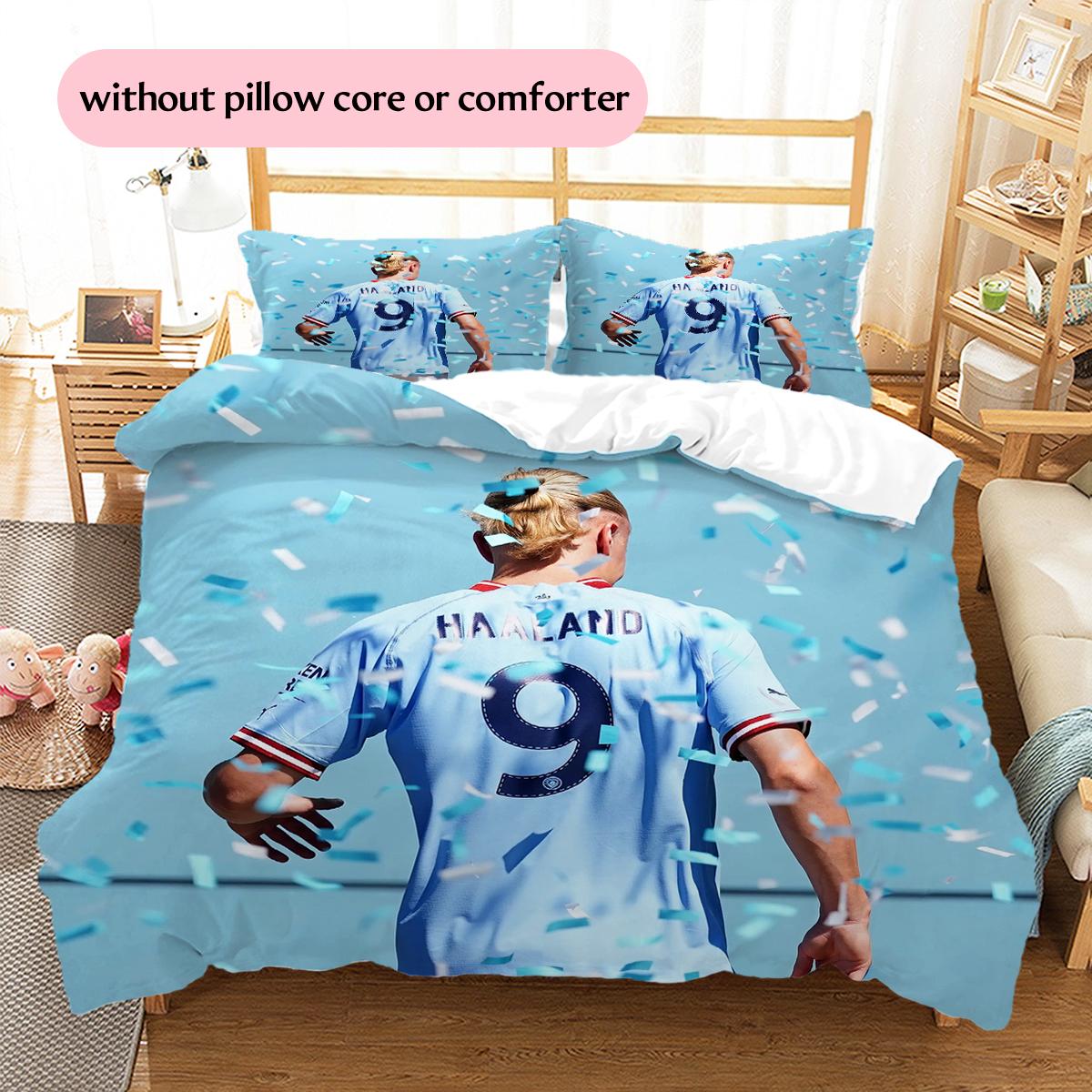 Erling Haaland Pattern Bedding Home Decoration Birthday Gift (1 * duvet cover + 2 * pillowcase, without core) 135x200cm