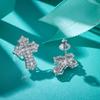 Cross Moissanite Earrings 14K White Gold Plated Studs Screw-Back Earring