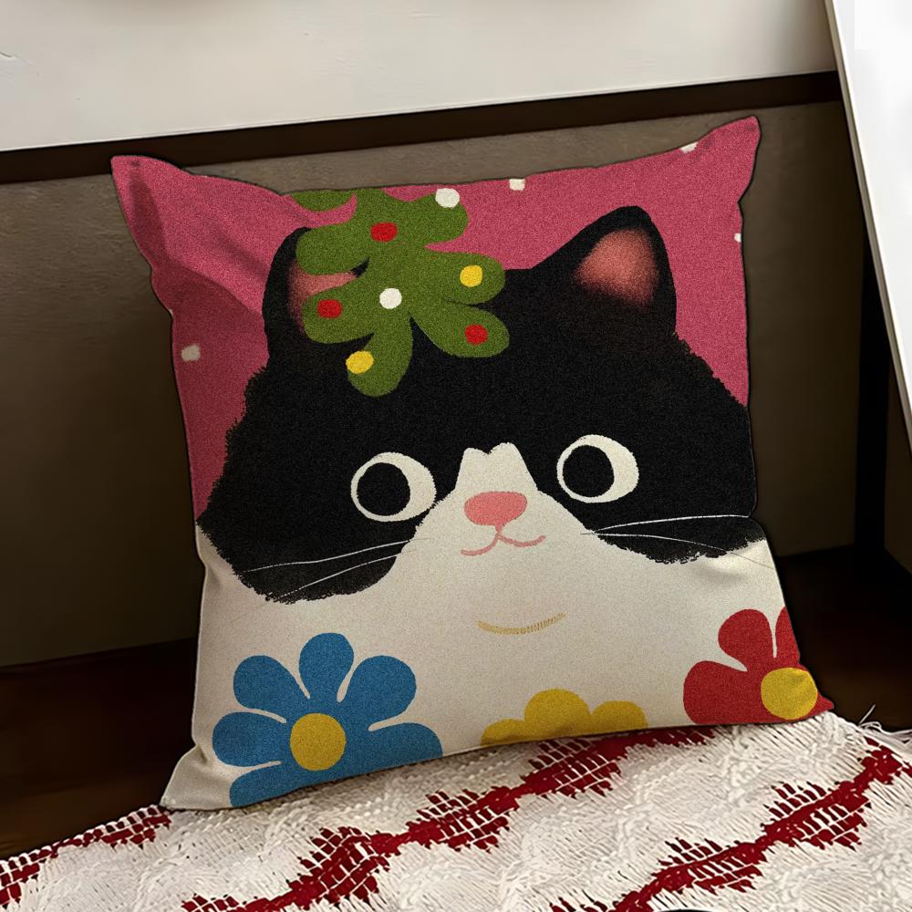 Cartoon Cat Cute Cushion Cover Reversible Soft Durable Pillow Cover Home  Car MultiScene Use for Daily Comfort