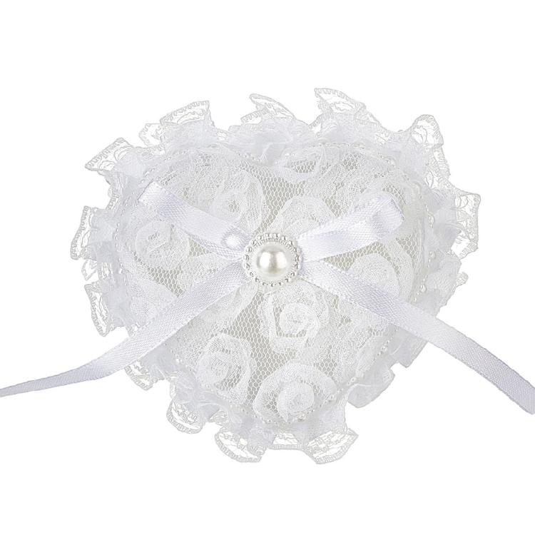 Romance Lace Wedding Rings Holder Heart Shape Fingerring Box For Bridal Party Formal Occasion Jewelry Gift Display