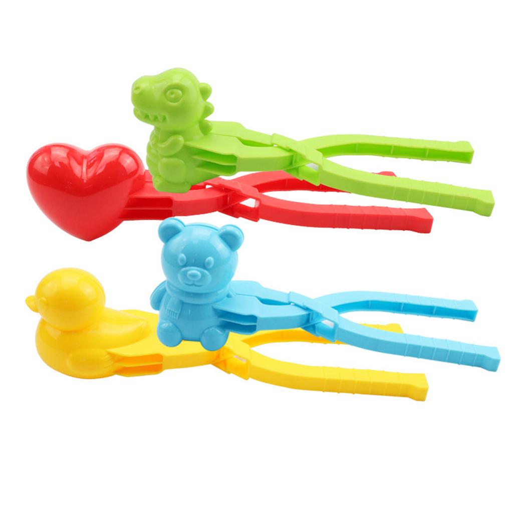 1/2/4Pcs Winter Snowball Clips DIY Duck Rice Mold With Handle Cute Animal Snowball Clamp Toys Multi-Shape for Kid Outdoor Sports