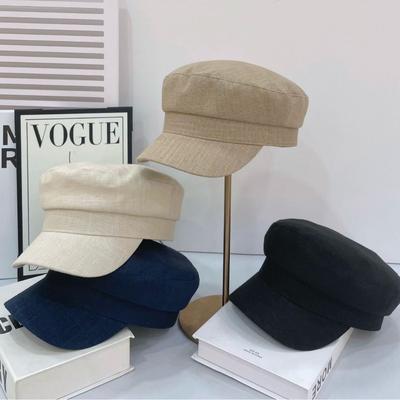 Spring and Summer Hat Women's Trendy New Versatile British Retro Navy Hat Fashion Flat Top Newsboy Hat