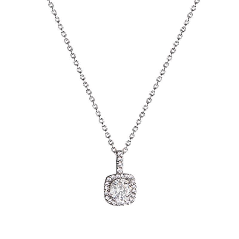 

BLINGBAY женское ожерелье с подвеской, новое изысканное квадратное циркониевое ожерелье из титановой стали, простая и универсальная серебряная цепочка на ключицу, современный ювелирный подарок