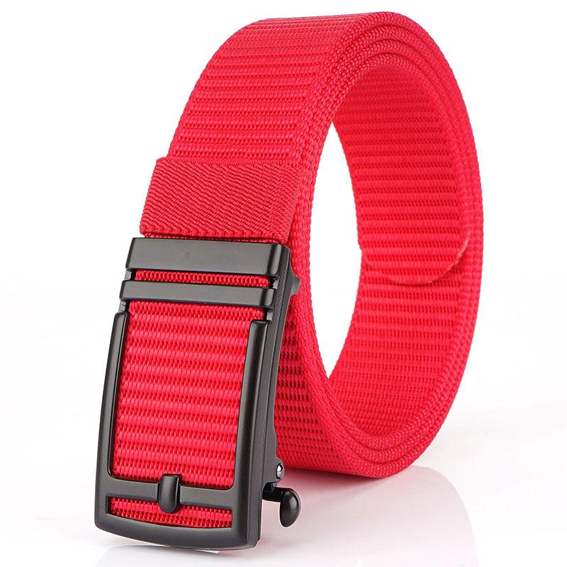 New Men'S Commuting Belt With Automatic Buckle Nylon Waistband, Outdoor Leisure Versatile Double-Layer Thick Belt