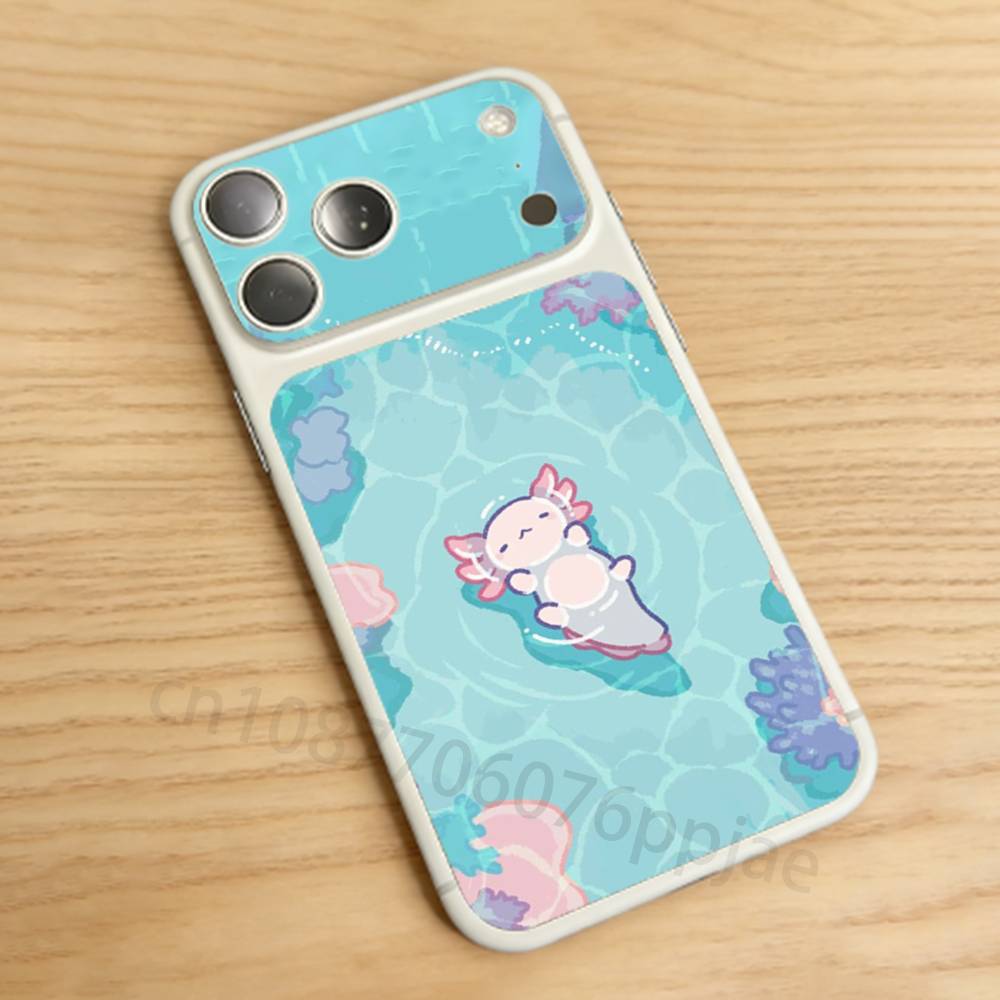 

Cute Axolotl Black Matte For iPhone 17 pro Max/17 pro Full Cover Decal Skin Wrap Colorful Rear Protective Sticker Film iPhone17promax