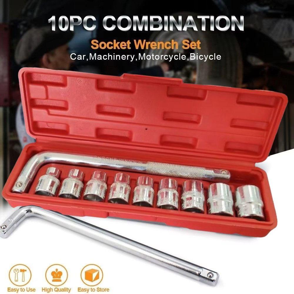 10pcs Lug Nut Wrench Repairing Tool Set Hex Key Socket Spanner Tool  Bicycle Repair