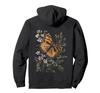 Vintage Monarch Butterfly Floral Phlox Flower Girl Plant Mom Hoodie