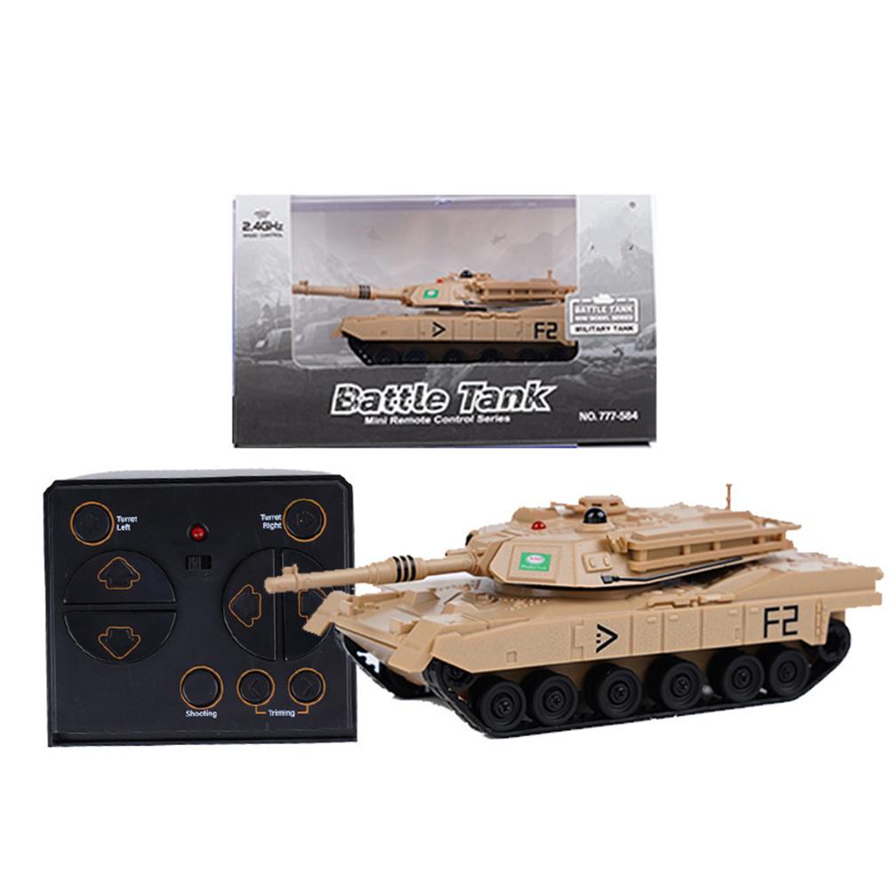 

777-584 2.4G RC Tank 1:64 Remote Control Combat Tracked Tank Simulation Tiger Tank Model Toys Gifts For Kids Yellow 2.4G